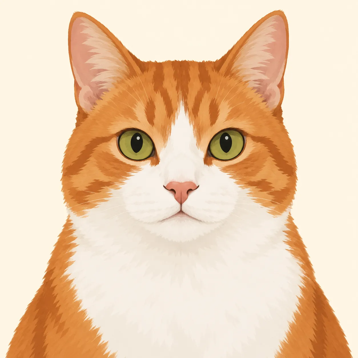 AI-generated orange-and-white cat illustration used to practice choosing a clear subject